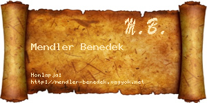 Mendler Benedek névjegykártya